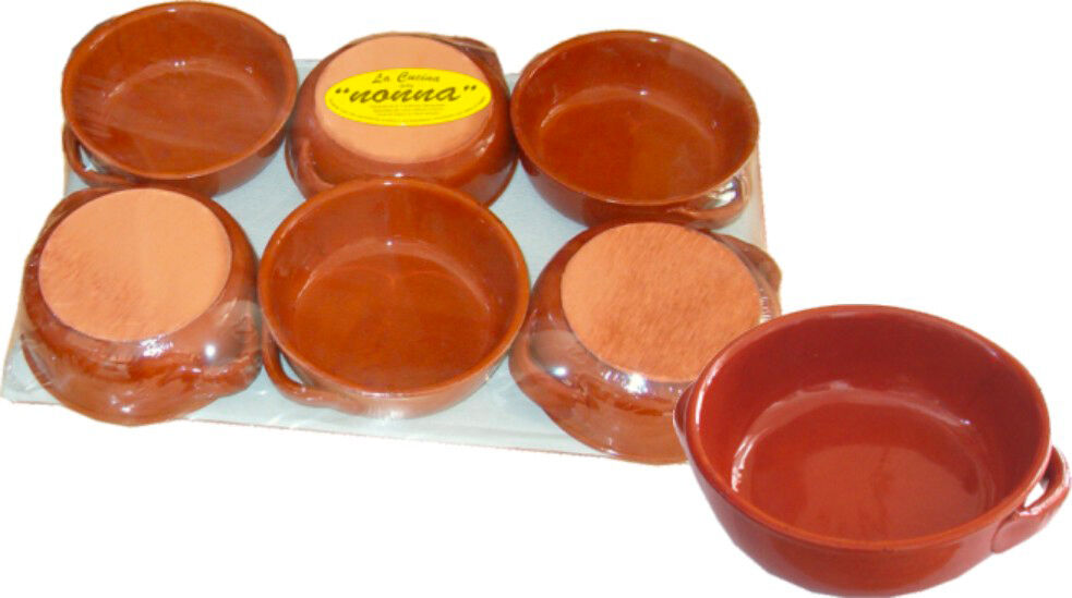 barone ceramica Br05 Tegamini Bassi In Terracotta Adatto Per Forno Confezione 6 Pezzi 15x5 Cm In Blister