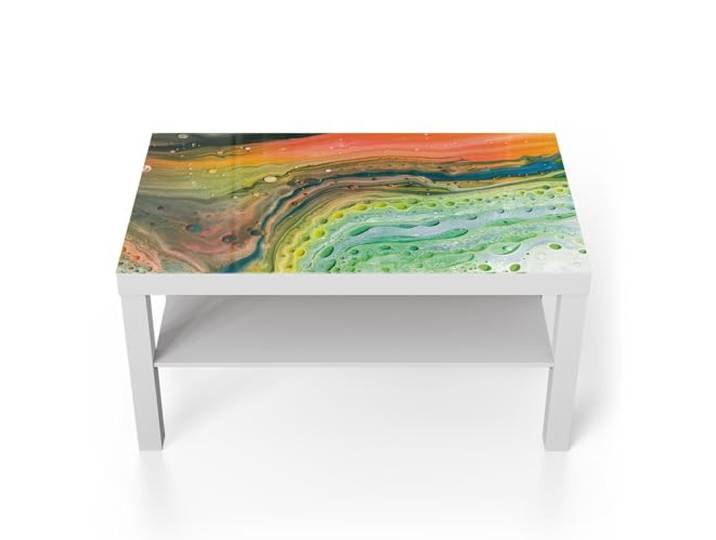 DEQORI Glastisch weiß groß 90x50 cm Motiv Organische Vielfalt ausgefallener Beistelltisch aus Glas Hochglanz Couchtisch fürs Wohnzimmer moderner Couch Tisch mit Design