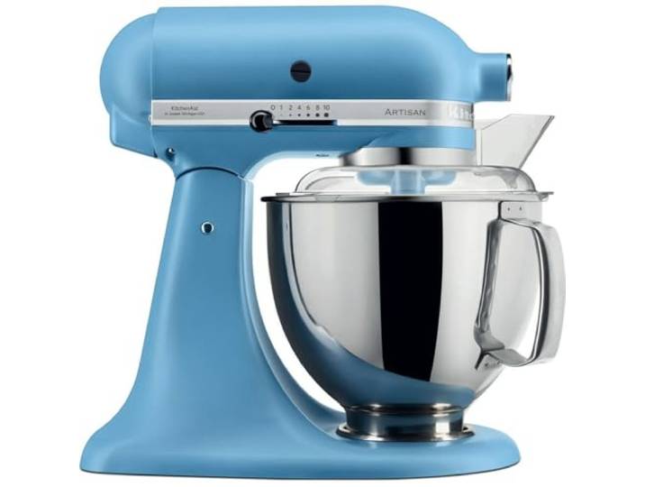 KitchenAid Artisan Küchenmaschine 4,7L mit 2 Schüsseln Blue Velvet Von Sauerteig bis Baiser mit 5 Zubehörteilen und Flexi-Rührer mit Abstreifkante; ikonisches, langlebiges Metalldesign