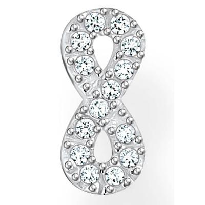 Single-Ohrstecker THOMAS SABO "Infinity/Unendlichkeitsschleife", bunt (silberfarben, weiß, kristallweiß), Ohrringe, Damen, Silber 925 (recycelt), mit Zirkonia (synth.)