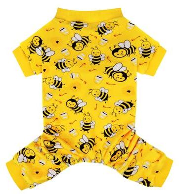Multisell Products Hub Cozy Winter PJs With Feet, Perfect For Small Dogs, Soft Stretchy Onesie For Chihuahua Yorkie, Funny Bee Dog Pajamas yellow m