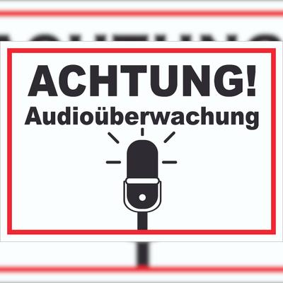 HB-Druck Achtung Audioüberwachung Schild A1 (594x841mm)