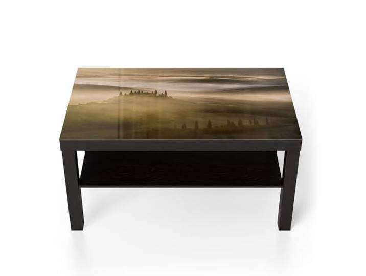 DEQORI Glastisch schwarz groß 90x50 cm Motiv Morgenlicht der Toskana ausgefallener Beistelltisch aus Glas Hochglanz Couchtisch fürs Wohnzimmer moderner Couch Tisch mit Design