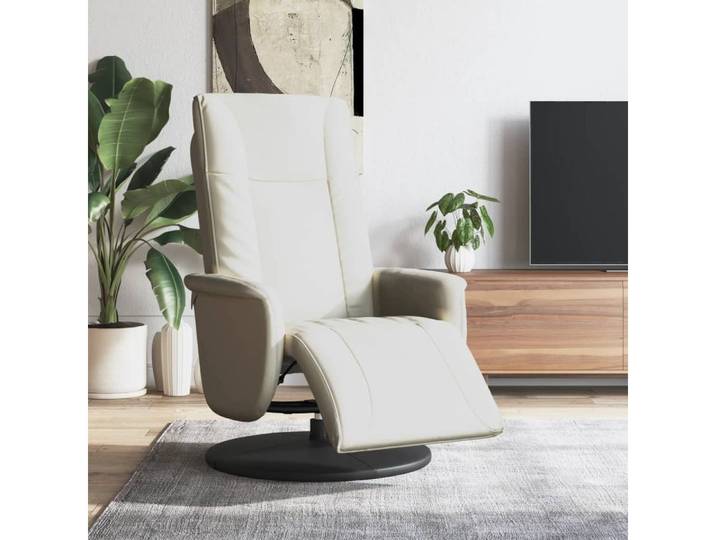 furnicato Relaxsessel 71x90x105 cm Creme, 360 Grad drehbarer Ruhesessel mit manueller Liegefunktion