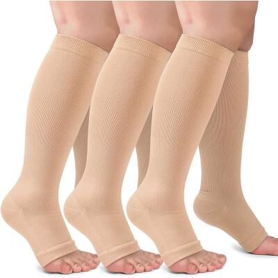 LightInthebox 3 Pairs Toeless Compression Socks,15-20mmHg Neuropathy Socks Bunion Socks Opened Toe Compression Stockings for Men Women,Suit for Running,Nurse,Travel,Cycling,Athletic