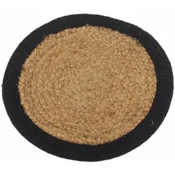 Natural Place Mat - Jute & Cotton 30cm - Black Boarder