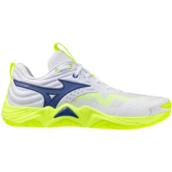 Mizuno, Unisex, Hallenschuhe, Wave Momentum Elite (41), Blau, Gelb, Weiss