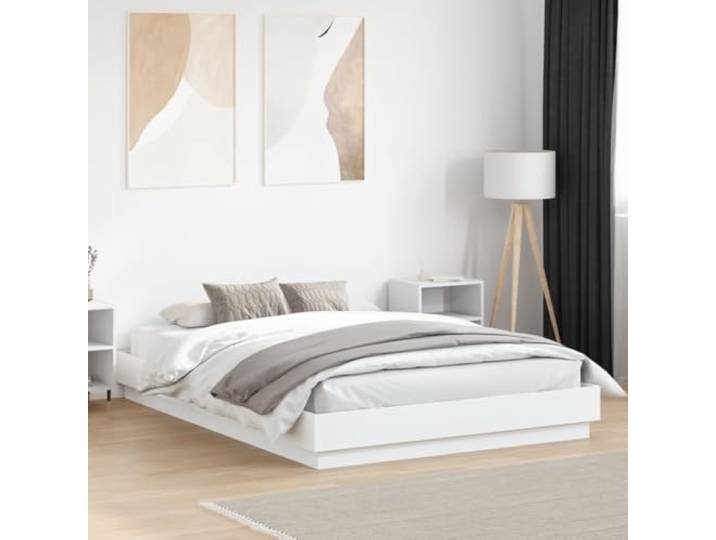 RJPLMFV Bettgestell, Weiß, 160 x 200 cm, ohne Matratze Langlebiges Ingenieurholz, Sperrholzlatten inklusive, Lattenrost, robust und stabil