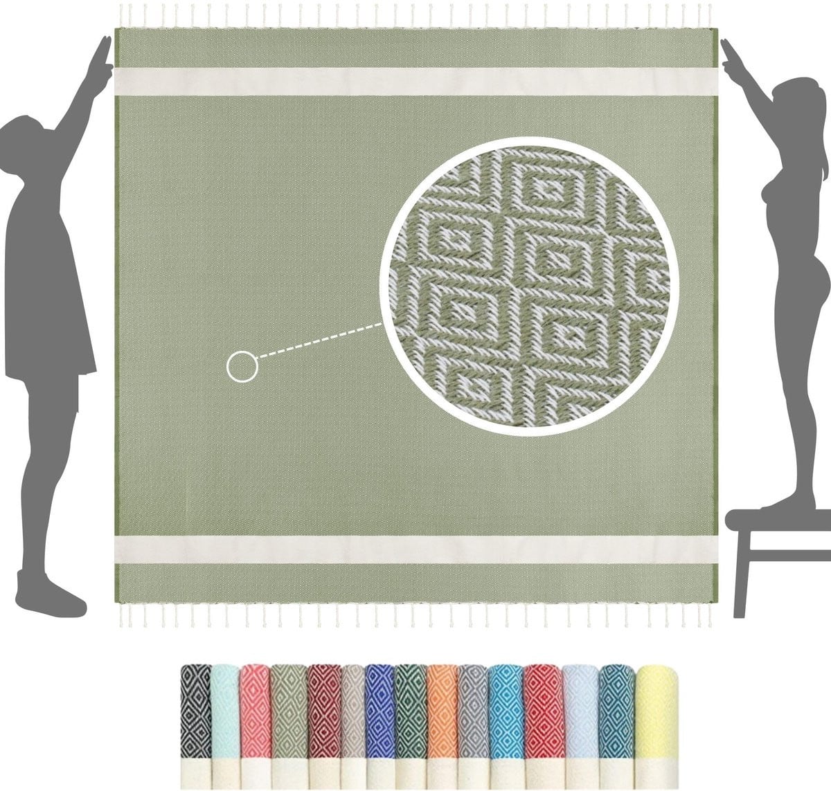 SnelShoppen Strandlaken XXL Extra Large 200x200 cm - Zandvrije Fouta Handdoek en Picknickdeken