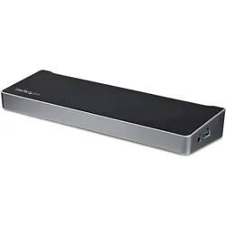 StarTech Triple Monitor 4K USB-C Dockingstation (USB-C, 6 Ports), Dockingstation + USB Hub, Silber, Schwarz