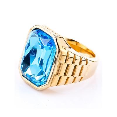 Herrenring aus Titanstahl mit großem, farbigem Edelstein – in verschiedenen Farben erhältlich, stilvolles Design für legere und formelle Anlässe.
