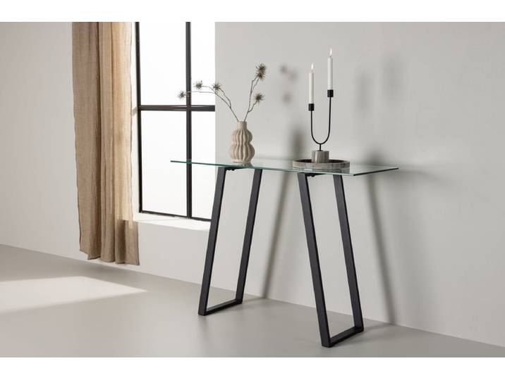 Beistelltisch Lera – mit Glasplatte - Schwarz - Luxusbetten24