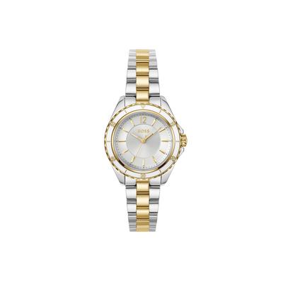 Quarzuhr BOSS "SAGE AQUA", gold (silberfarben), Armbanduhren, Damen, Quarzuhr, Armbanduhr, Damenuhr, Edelstahlarmband, analog