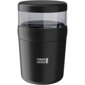 LEBENLANG Thermobehälter LBL608S, Edelstahl, hält stundenlang warm, schwarz, auslaufsicher, 500 + 150 ml