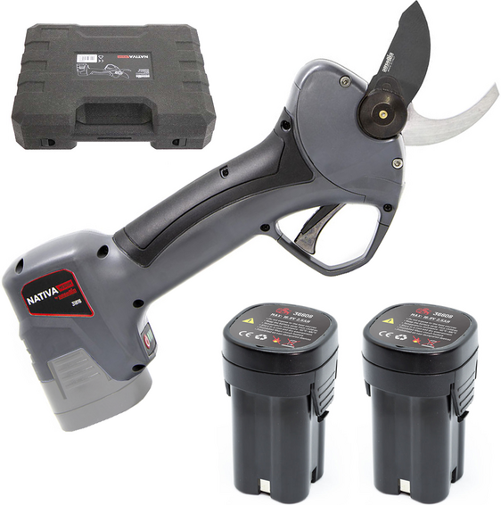 Akku-Baumschere Ausonia Nativa Medium  für die Baumpflege - 2 Akkus 16.8V - 2.5Ah im Lieferumfang - Schnittdurchmesser max. 32 mm