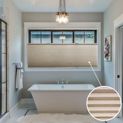 "BlindsAvenue Cordless Top Down Bottom Up Cellular Honeycomb Shade, 9/16"" Single Cell, Blackout, Designer Print Stone"