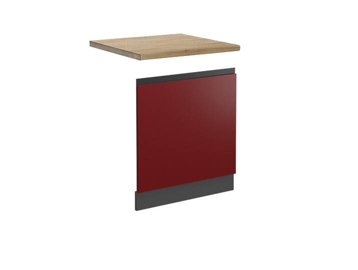 Vicco Frontblende R-Line Rot 60 cm J-Shape, AP Eiche, Rot, Anthrazit, Holzwerkstoff, Rechteckig, 60x57.2x60 cm, Küchen, Küchenmöbel, Küchenschränke, Küchenunterschrank