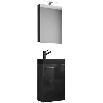 Waschtisch VCM "3tlg Waschtisch Slito SC Toilette schmal Schwarz", schwarz, B:41cm T:22cm, Waschtische, Waschtisch
