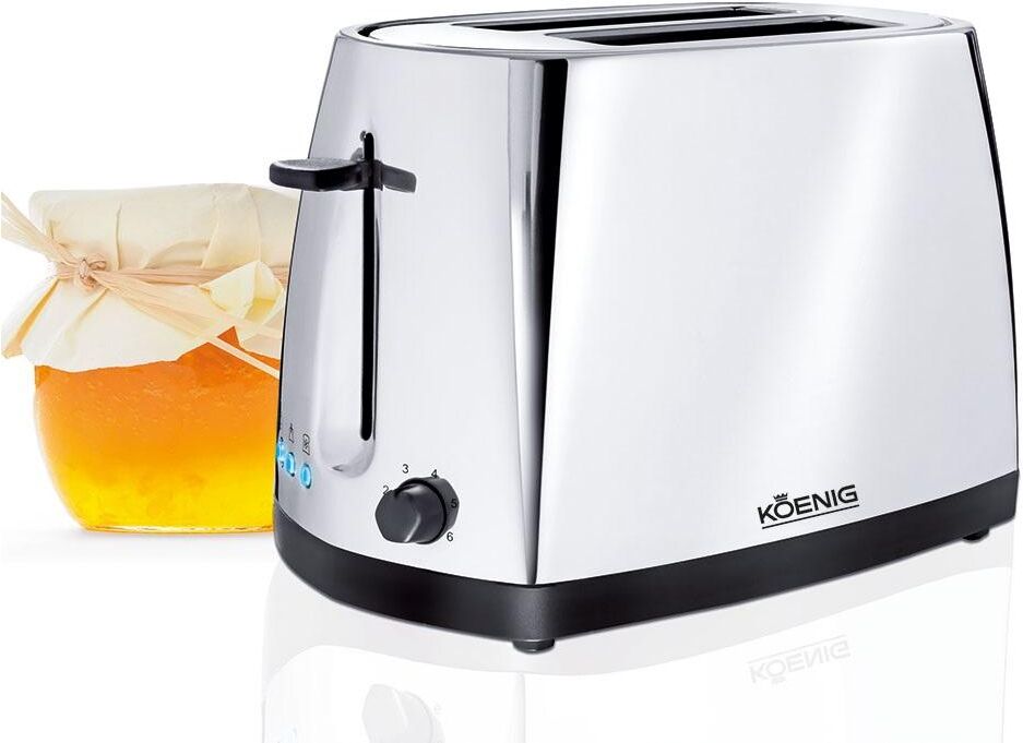 KOENIG Toaster "Chrome Line Chrom/Schwarz", schwarz (chrom, schwarz), B:29cm H:18cm T:16cm, Toaster, Toaster chrom, schwarz Einheitsgröße