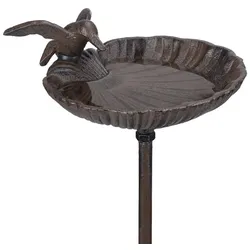 Relaxdays Vogeltränke mit Erdspieß aus Gusseisen Dunkelbraun