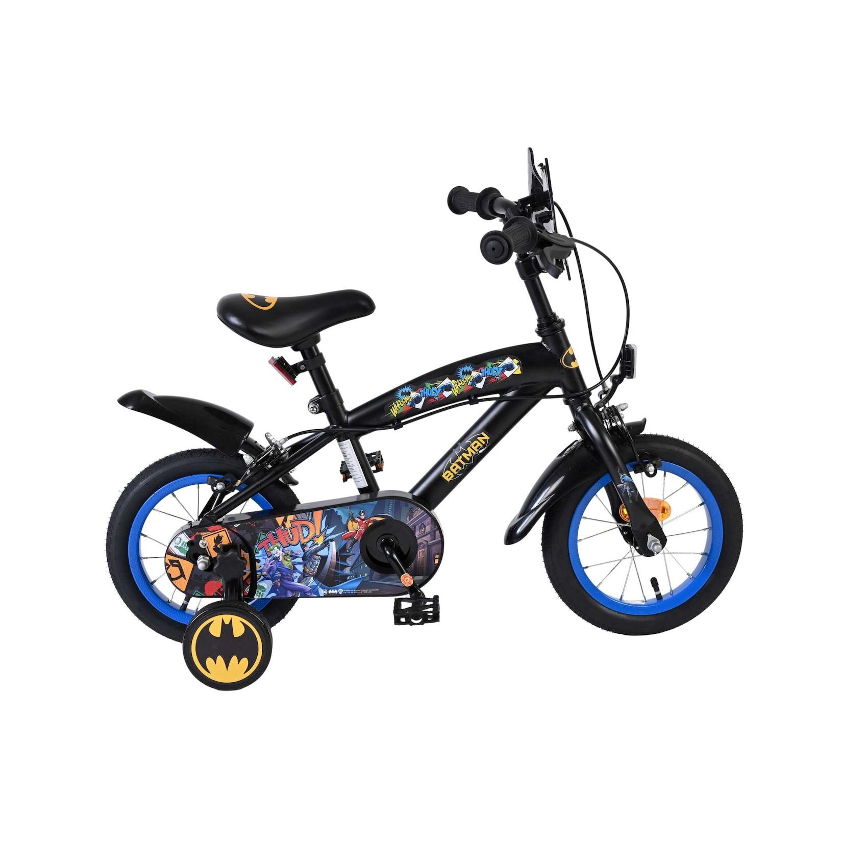 Volare Kinderfahrrad Batman für Jungen 12 Zoll Kinderrad in Schwarz, Zwei Handbremsen