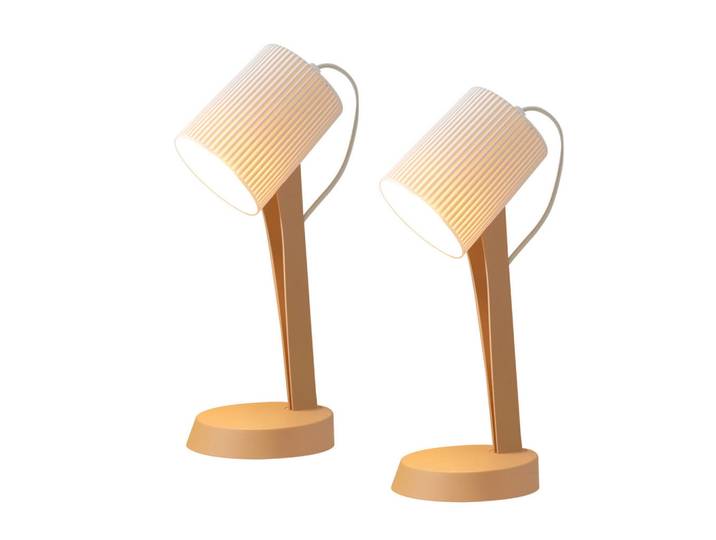 Nettlife Tischleuchte Nauman (2er-Set), Braun, Kunststoff, E14, 14x19.5x37.4 cm, Lampen & Leuchten, Innenbeleuchtung, Tischlampen