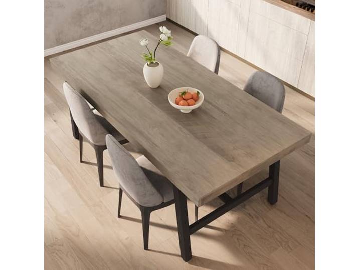 GarveeMore Esstisch 180x90x76 cm für 6-8 Personen Industrial Stil Großer Tisch mit MDF-Platte und stabilem Metallgestell für Küche, Esszimmer, Meetings und vielseitige Nutzung, Grau