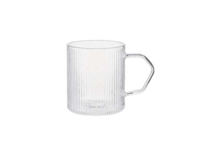 Verre à latte rainuré avec anse CHiATO, 320 ml – transparent