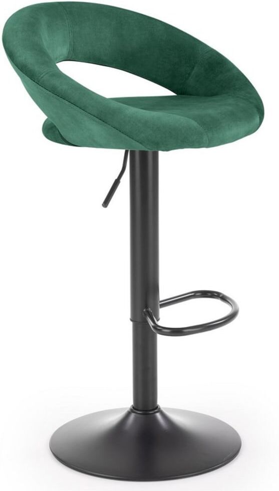 MSO Tabouret de bar en velours de polyester vert avec structure en acier Vert 48x78x53cm