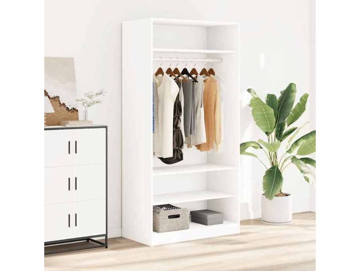 Blanc Garde-robe Blanc 100x50x200 cm Bois d'ingénierie - Armoires H7539