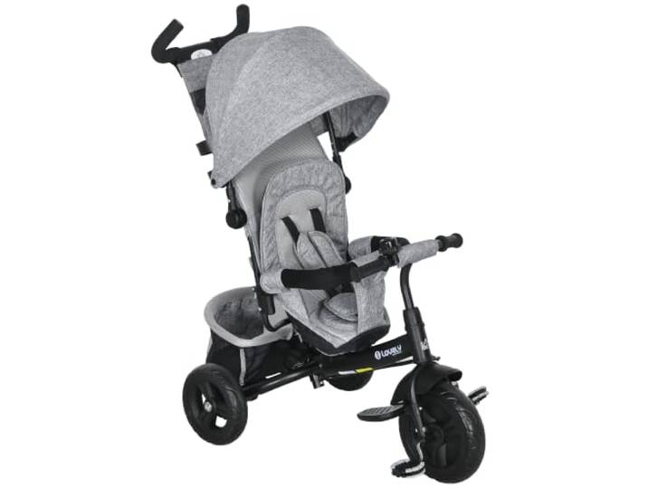 HOMCOM Dreirad 6-in-1 mit Schubstange für 1-5 Jahre bis 25kg Grau