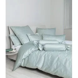 Janine Bettwäsche modernclassic Mako-Satin 3912 salbeigrün Kissenbezug 40x80 cm