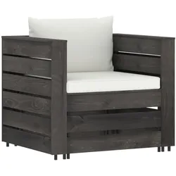 vidaXL 2-tlg. Garten-Lounge-Set mit Kissen Grau Imprägniertes Holz