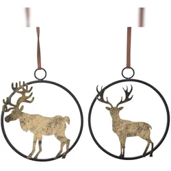Christmas Decorations 1 Metall Anhänger 25cm Hirsch Elch Gold Weihnachtsschmuck Fensterdeko Rentier