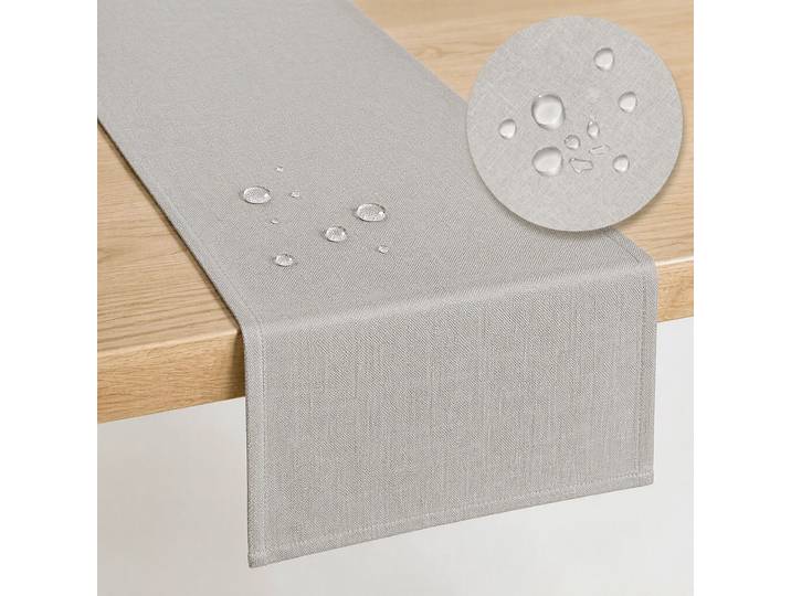 Tischläufer GOODPRODUCT Josée wasserabweisend , grau (beige), B:160cm L:40cm, Polyester, Tischdecken, Tischläufer, uni, verschiedene Grössen, Tischläufer, Deko, wasserabweisend
