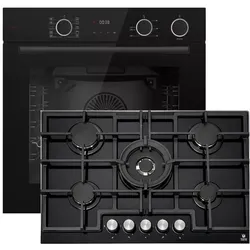 Böhme HB60F78DL Backofen AirFry Dampf + Gasline GAG75GLG 75 cm Gaskochfeld 5 Brenner