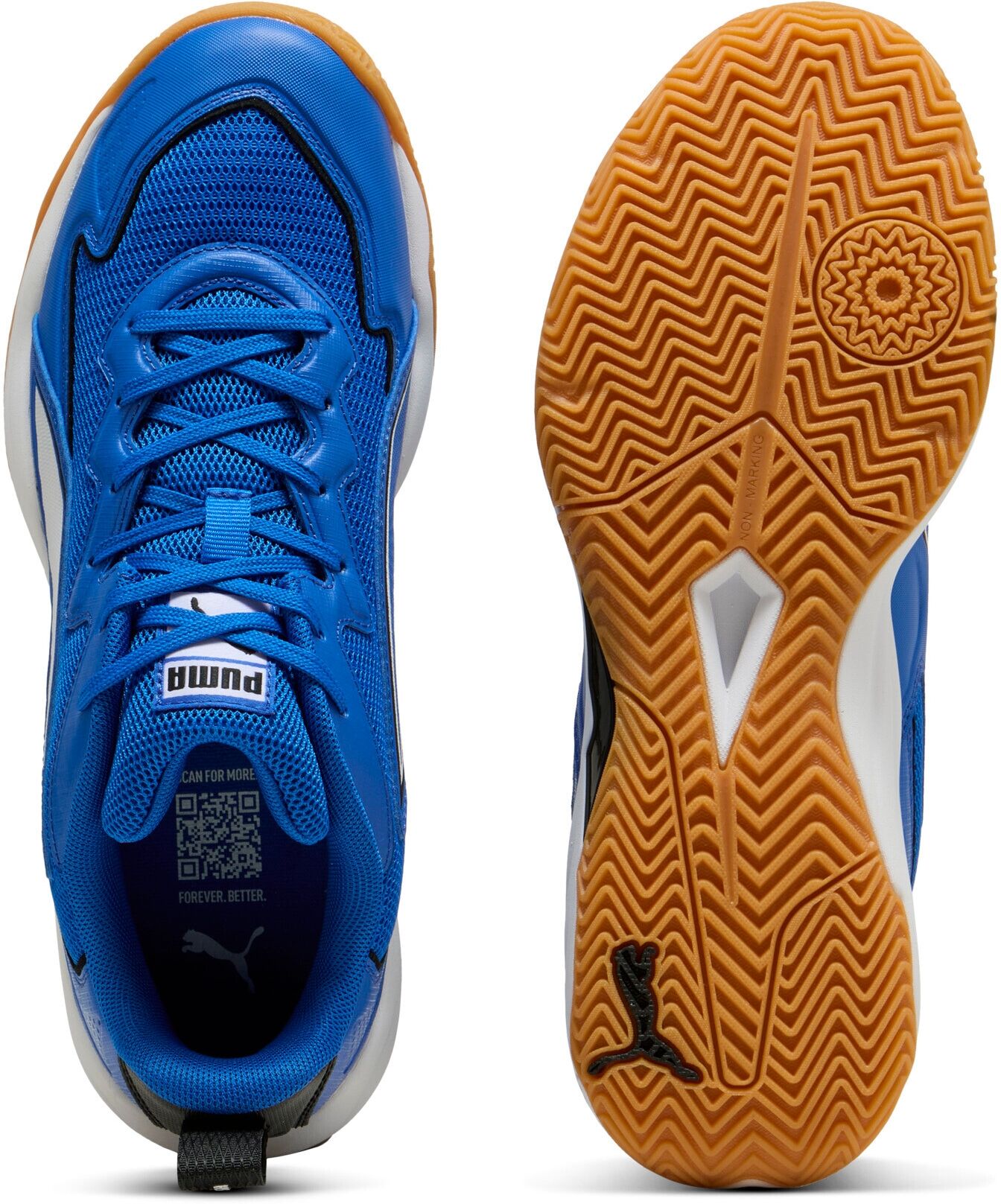 Hallenschuh PUMA "SOLARFLASH 4", Herren, Gr. 45, Textil, puma team royal, puma weiß, Schuhe Hallenschuh