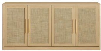 Lesly "67"" Modern 4-Door Rattan Sideboard Buffet Cabinet"