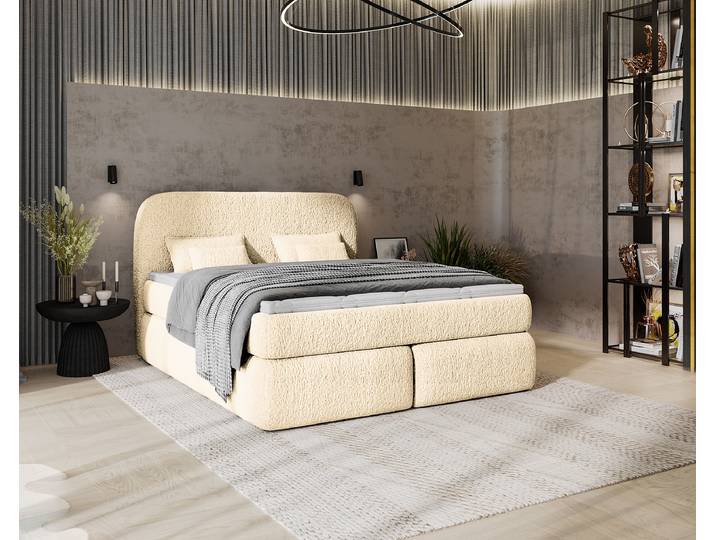Boxspringbett Amodou 180 x 200cm Teddystoff Svea Beige