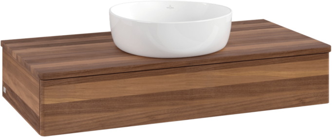 Villeroy und Boch Antao Waschtisch-Unterschrank L09012HM mit Beleuchtung, 100x19x50cm, Waschbeckenplattenfarbe warm walnut, warm walnut