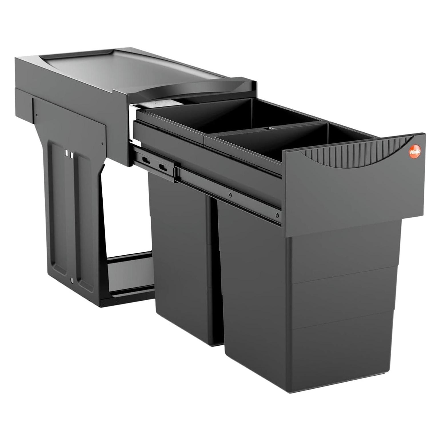 Hailo Einbau-Mülltrenner Tandem 3666851 für Drehtüren, Black Edition (30 l) (3666851)