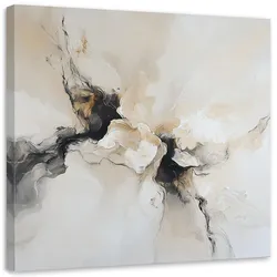 LEINWANDBILD Abstrakte beige-schwarze Imitation Farbe 50x50cm