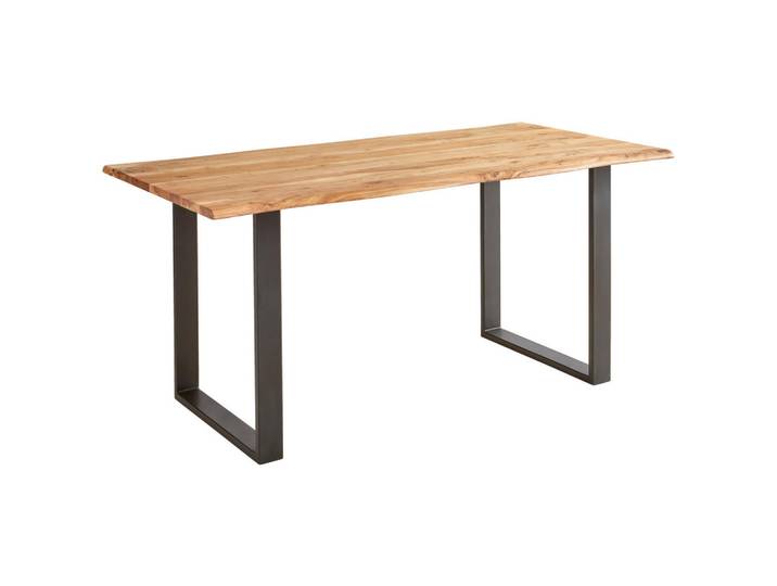 P & B Esstisch, Schwarz, Akazie, Holz, Metall, Akazie, vollmassiv, Holz, rechteckig, U-Form, 90x76x160 cm, Esszimmer, Tische, Esstische