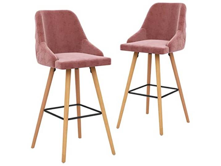 vidaXL 2X Barstuhl Barhocker Tresenhocker Bistrohocker Thekenhocker Küchenhocker Bar Stuhl Hocker Tresenstuhl Thekenstuhl Rosa Samt