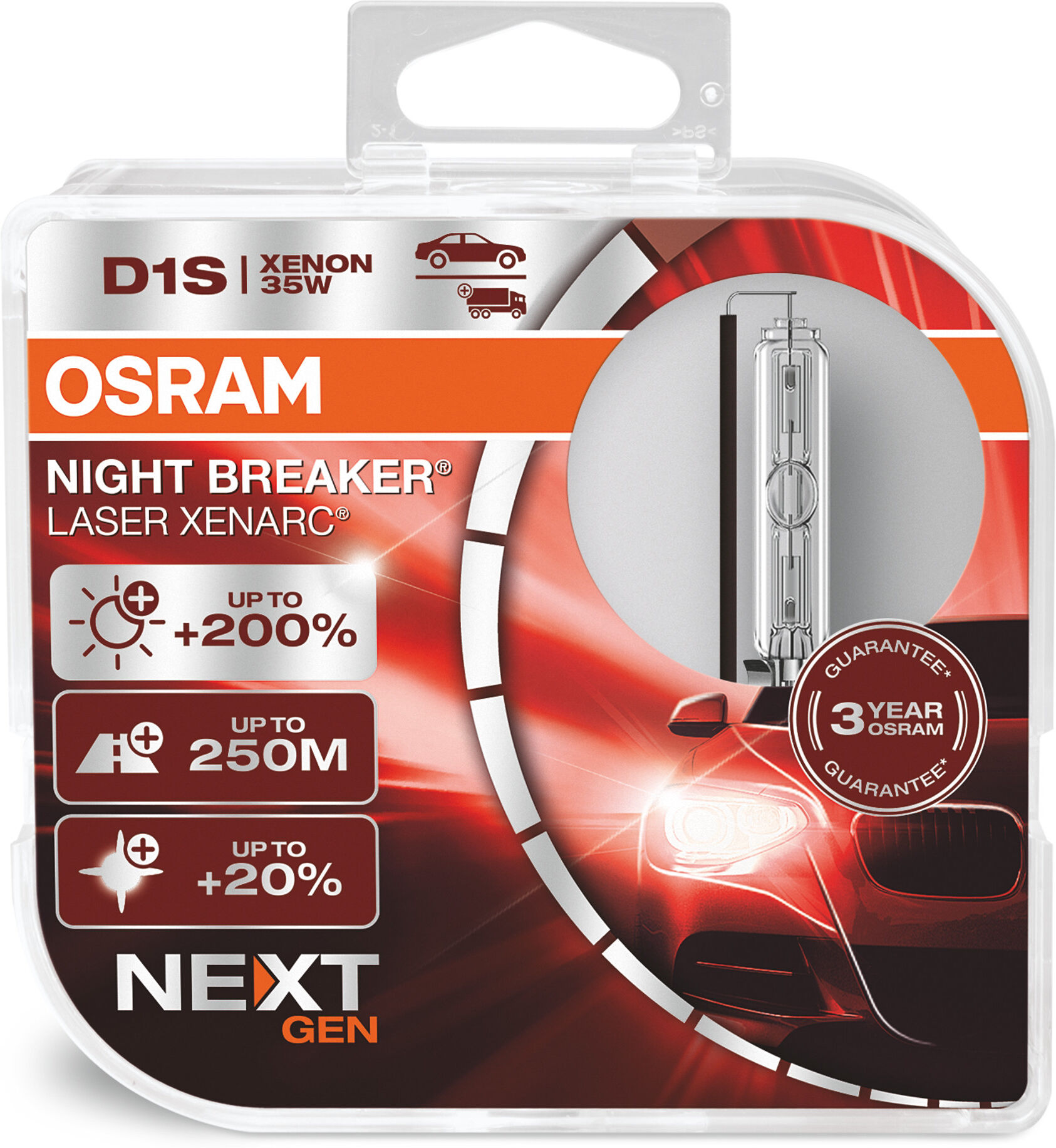 Osram Glühlampe, Fernscheinwerfer D1s Xenarc Night Breaker Laser Next Gen (2stk.) 66140xnn-Hcb