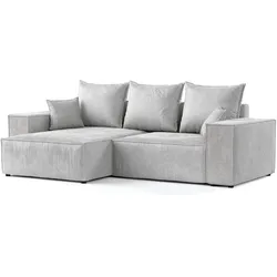 ECKSOFA SENSO mit Schlaffunktion Hellgrau im Wind Stoff