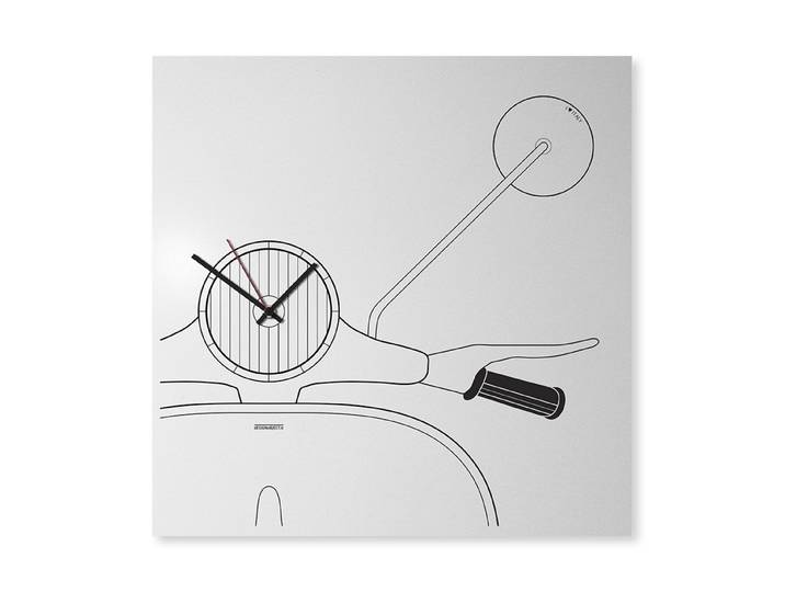dESIGNoBJECT horloge murale SCOOTER (Blanc - Tôle coupée au laser)