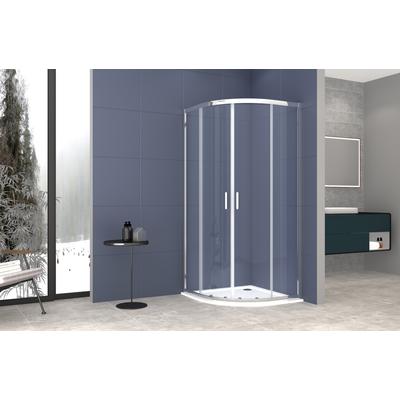 Runddusche WELLTIME "New Trento", grau (chromfarben), B:90cm H:195cm T:90cm, Duschkabinen, Extrahohe 195cm, 6mm ESG, verbessertes Rollensystem