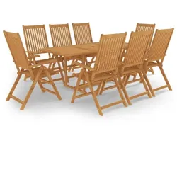 vidaXL Garten-Essgruppe Massivholz Teak 3 : Größe - 9-tlg.