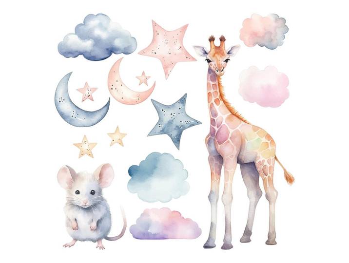 Wallfluent Wandaufkleber 100x95cm - Magische Natur, Mehrfarbig, Kunststoff, Rechteckig, 100x95x0.1 cm, Tapeten & Wandverkleidungen, Wandtattoos & Sticker, Wandtattoos